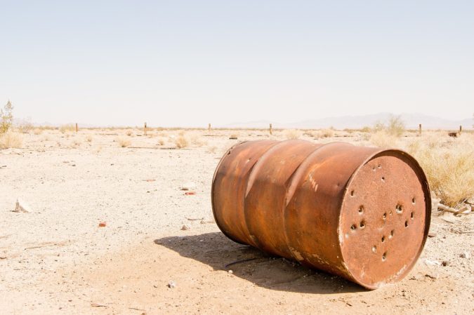 desert-oil-barrel-empty-rusty
